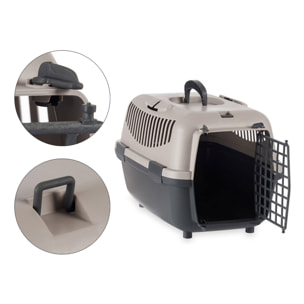 Well home transportín de mascotas portátil antracita, ideal para perros y gatos