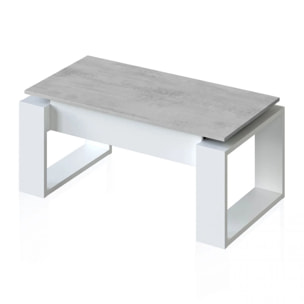 Mesa de centro elevable Neo Blanco Artik (Blanco Mate) - Gris Cemento
