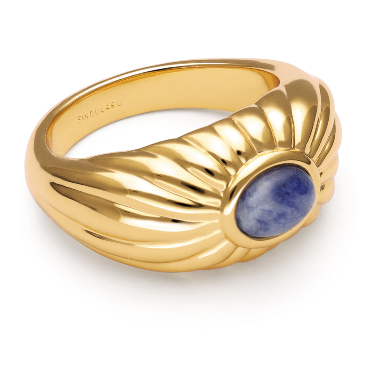 Anillo Sunbeam Azul Baño Oro