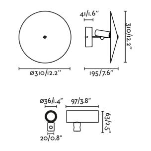 CLAP Projecteur applique/plafonnier noir 6W 3000K 38º avec écran