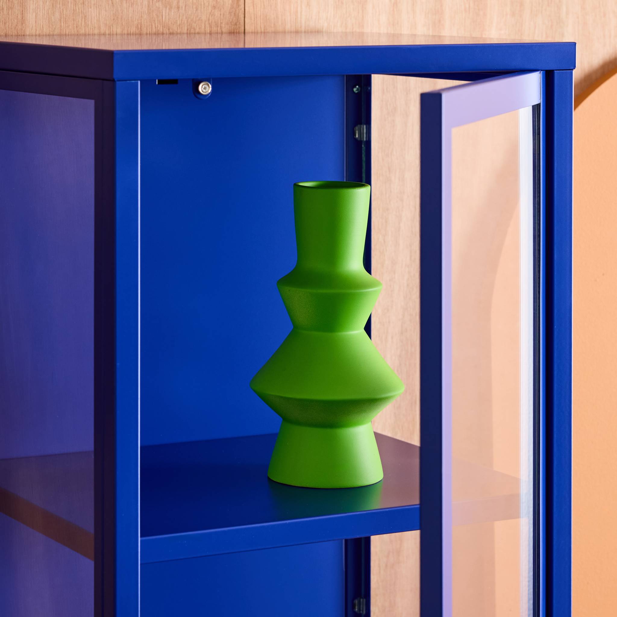 Buffet de rangement acier et verre trempé 1 porte 160cm ARKANSAS