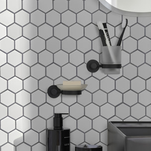 Porte serviette + patère + porte savon + gobelet Eo noir mat