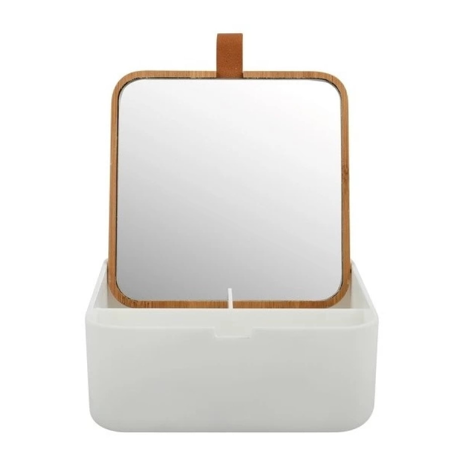 Boîte à bijoux avec miroir Bambou & PS carré ALAIS Blanc Spirella