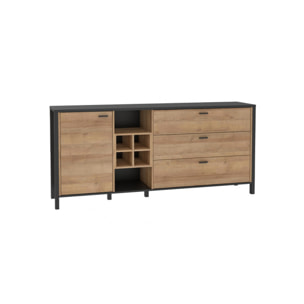 Buffet avec rangement en bois effet chêne - MIAMI