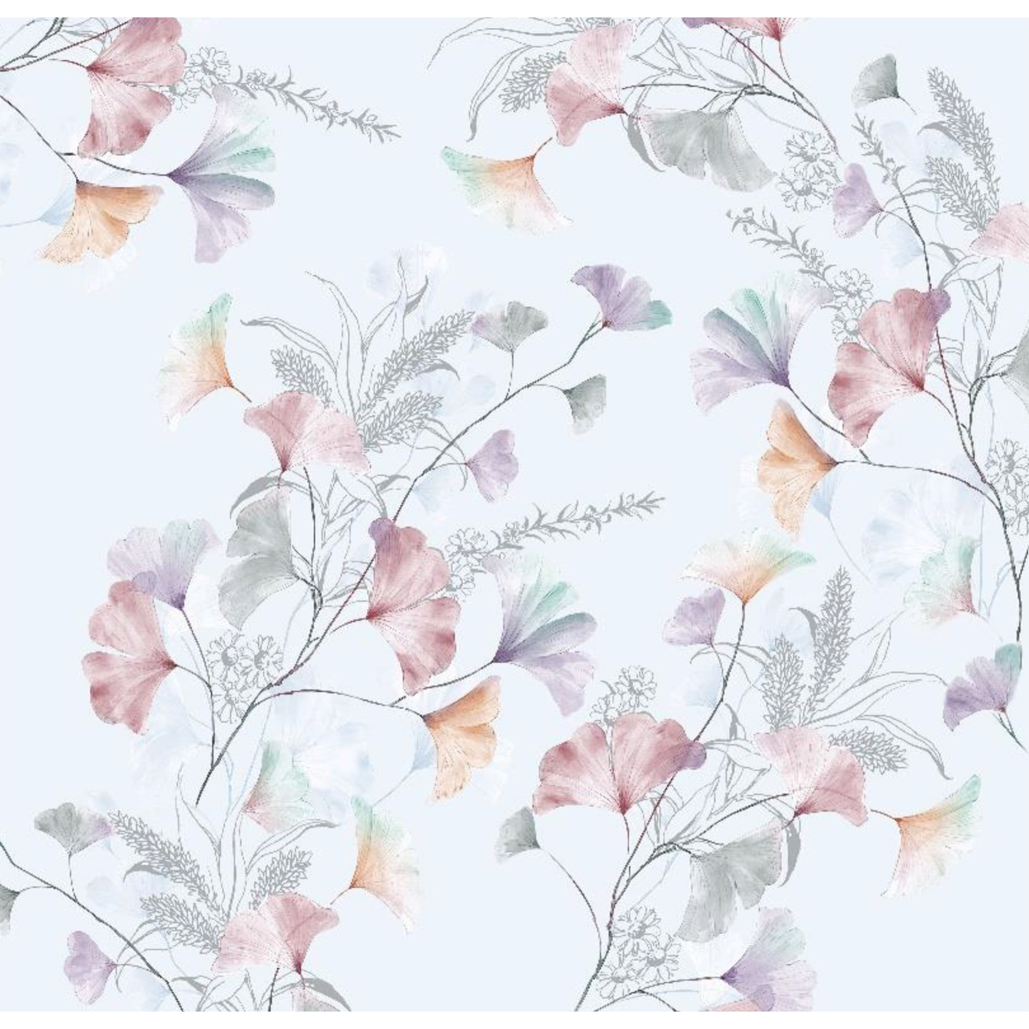 Parure copripiumino matrimoniale stampa in digitale ginko satin 100% cotone