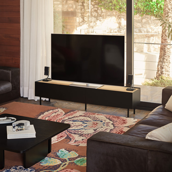 Mueble de televisión Arista con 2 cajones y 1 puerta abatible negro