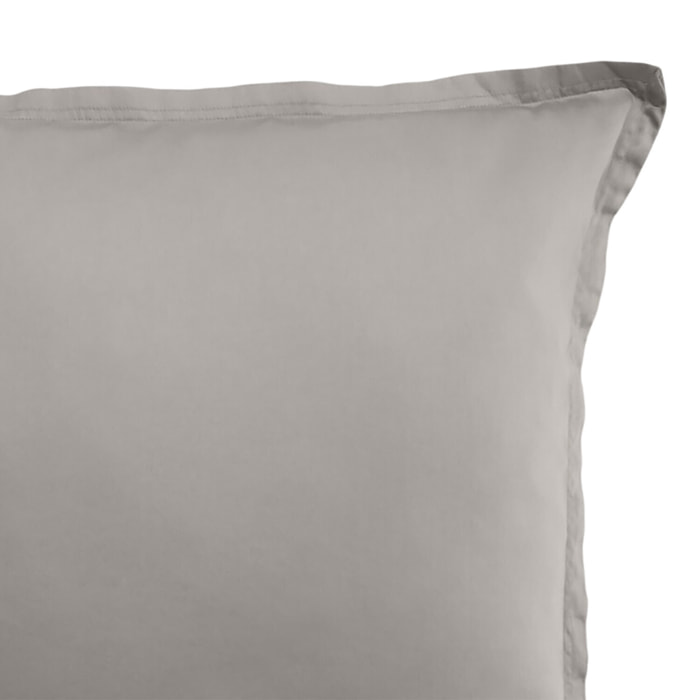 Paire de taies d'oreiller 100% satin de coton lavé 105 fils gris clair