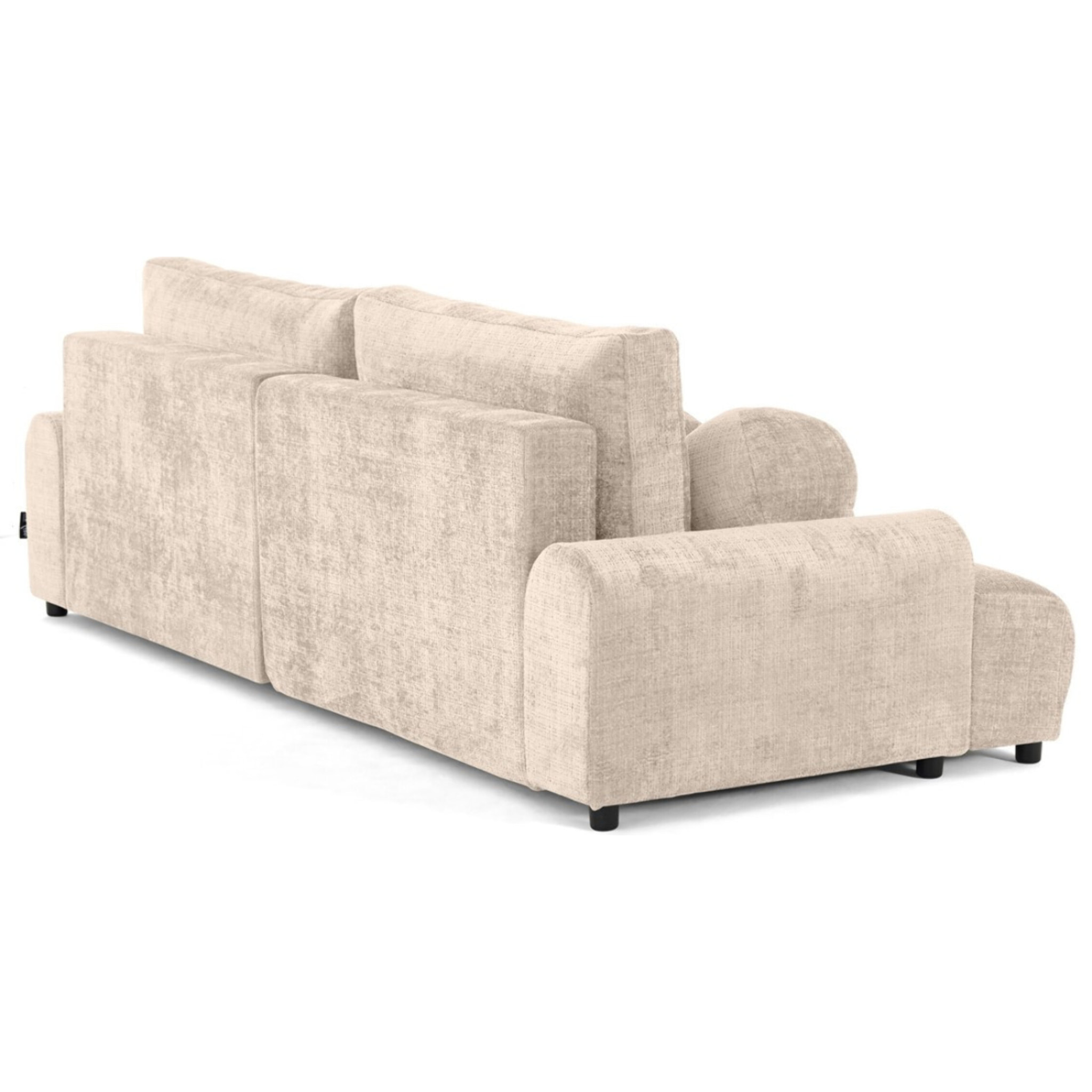Nelly - canapé d'angle droit 4 places convertible avec coffre en velours texturé - Beige