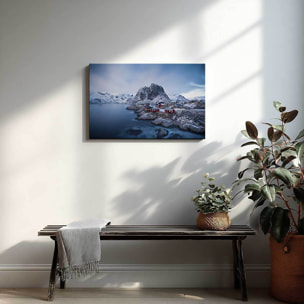 Tableau village nordique sous la neige Toile imprimée