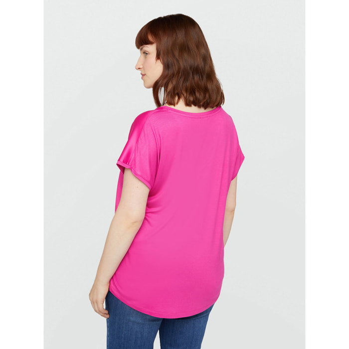 Fiorella Rubino - Camiseta de dos tejidos - Fuchsia