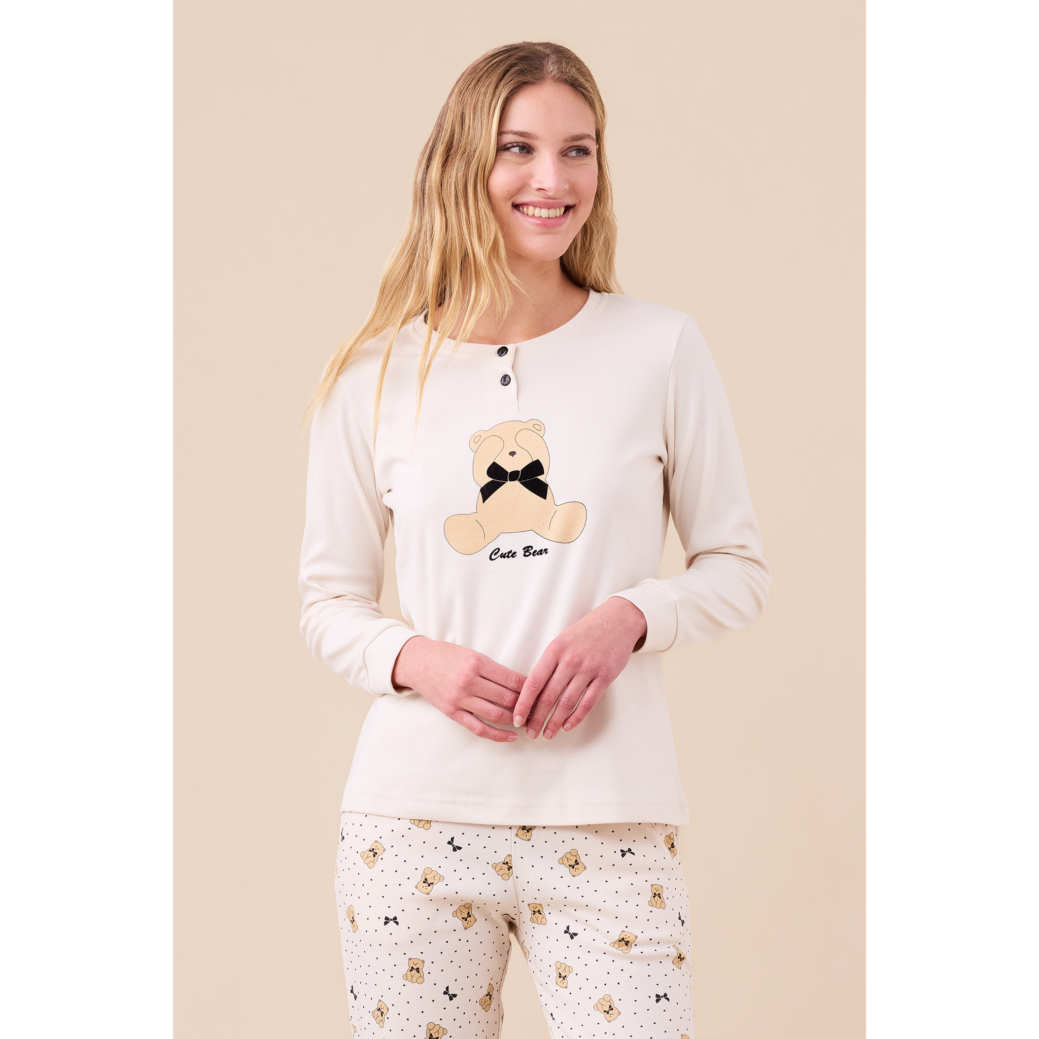 Pigiama donna invernale in caldo cotone articolo orso. Noidinotte