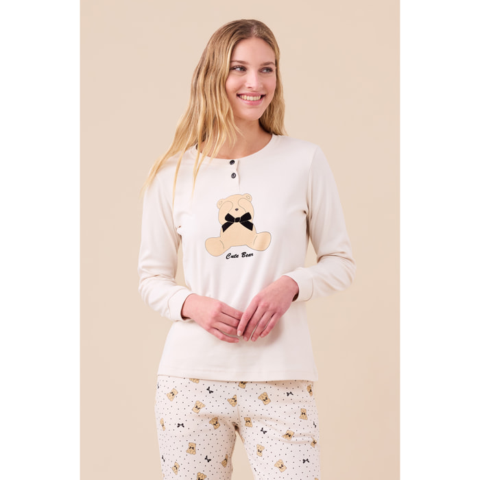 Pigiama donna invernale in caldo cotone articolo orso. Noidinotte