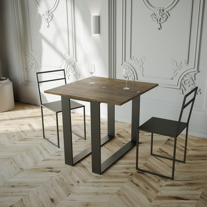 Console extensible portefeuille 90x45/90 cm Elettra Libra Noyer cadre Anthracite