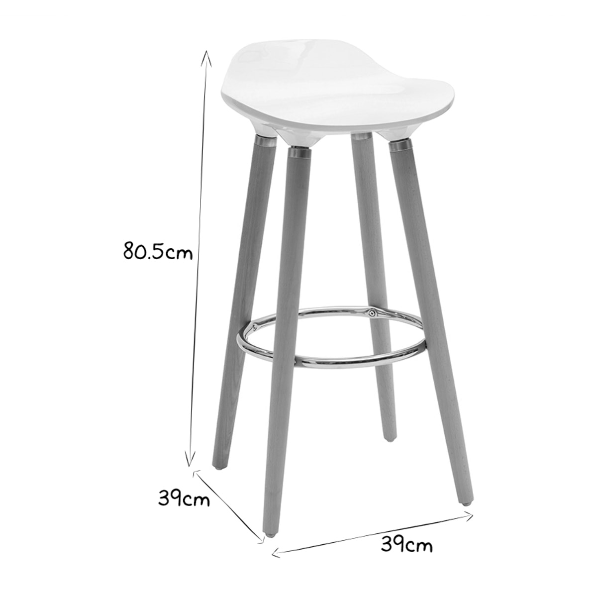 Tabourets de bar scandinaves blancs H74 cm (lot de 2) GILDA