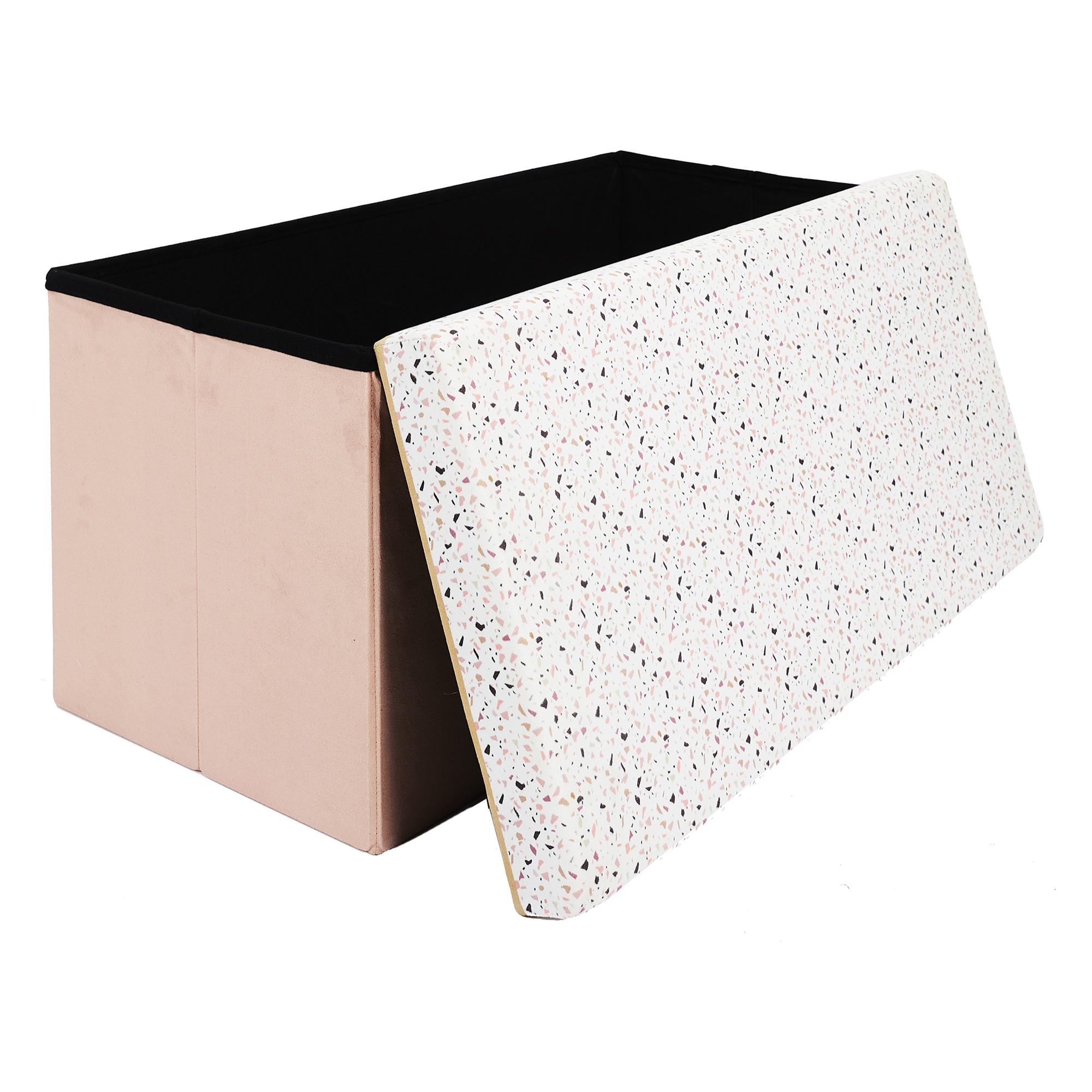 Home Deco Factory Coffre Banc Pliable Terrazzo Rose Veepee