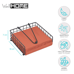 Servilletero de metal y bambú en color negro