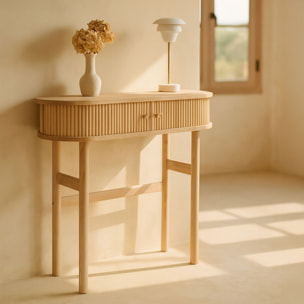 Console en bois clair avec portes coulissantes HECTOR