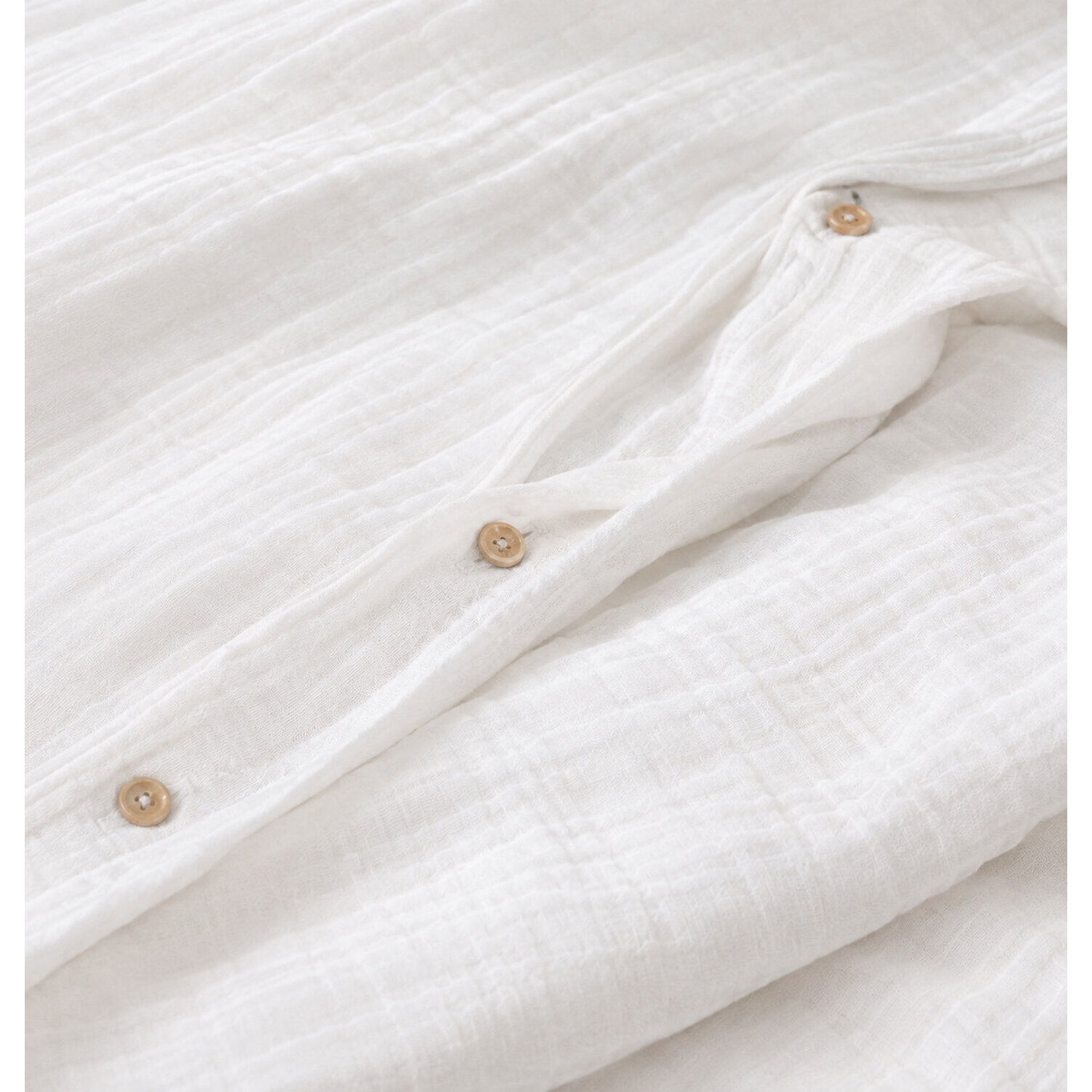Parure housse de couette unie 100% gaze de coton - ava - blanc pur