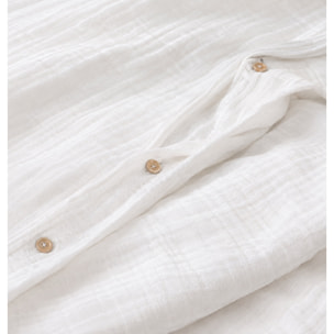 Parure housse de couette unie 100% gaze de coton - ava - blanc pur