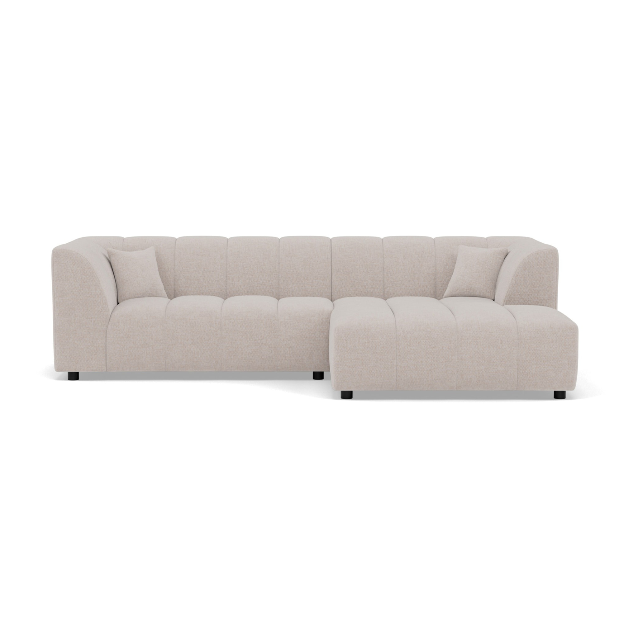 Curtis - canapé d'angle droit 4 places avec accoudoir en tissu texturé - Beige