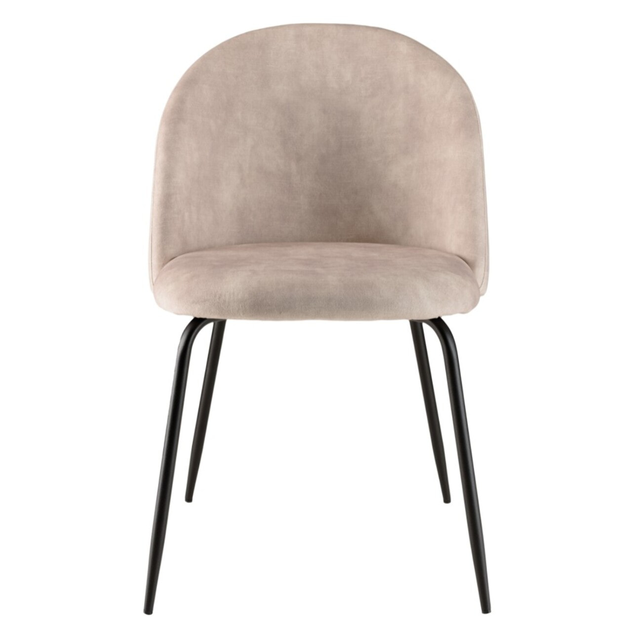 TOM - Lot de 2 chaises velours beige dossier arrondi pieds acier noir