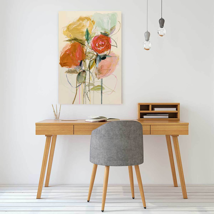 Tableau peinture fleurs bouquet de feu et d'or  Toile imprimée