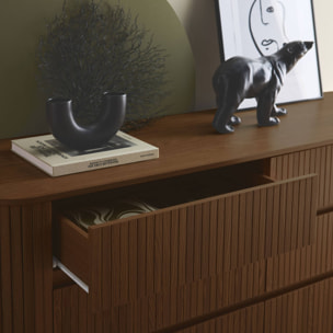 Commode décor bois strié 6 tiroirs LEGACY