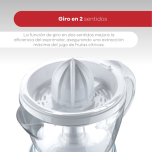 exprimidor de 40w de potencia - capacidad de 1.2 litros - arranque y parado automático - 2 conos para 2 tipos fruta
