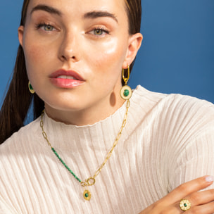 Pendientes de Malaquita acabados en oro amarillo de 18K- Elknu