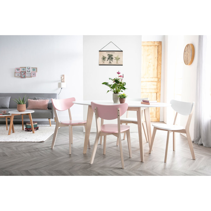 Table scandinave ovale blanche et bois clair L150 cm LEENA