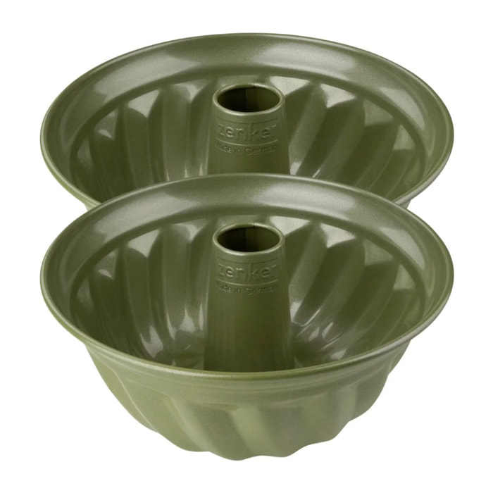 Lot de 2 moules à gâteaux 25/25 cm en acier avec cire de carnauba Zenker Green Vision