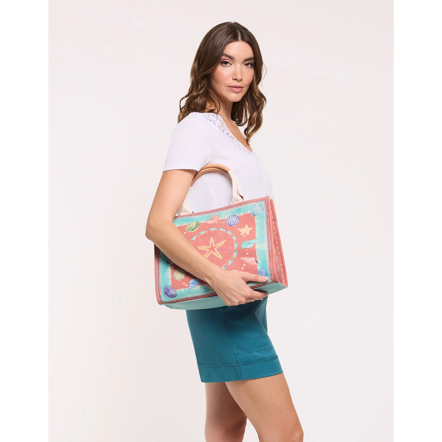 Bolso de Mano Azul y Salmón - Estrella Mar