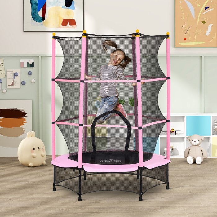 Cama Elástica Infantil Ø140x190 cm Trampolín para Niños de +3 Años con Red de Seguridad y Marco de Acero para Interior y Exterior