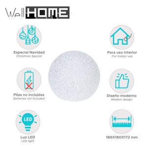 bola de eva con led blanco cálido 18x18x17,2cm