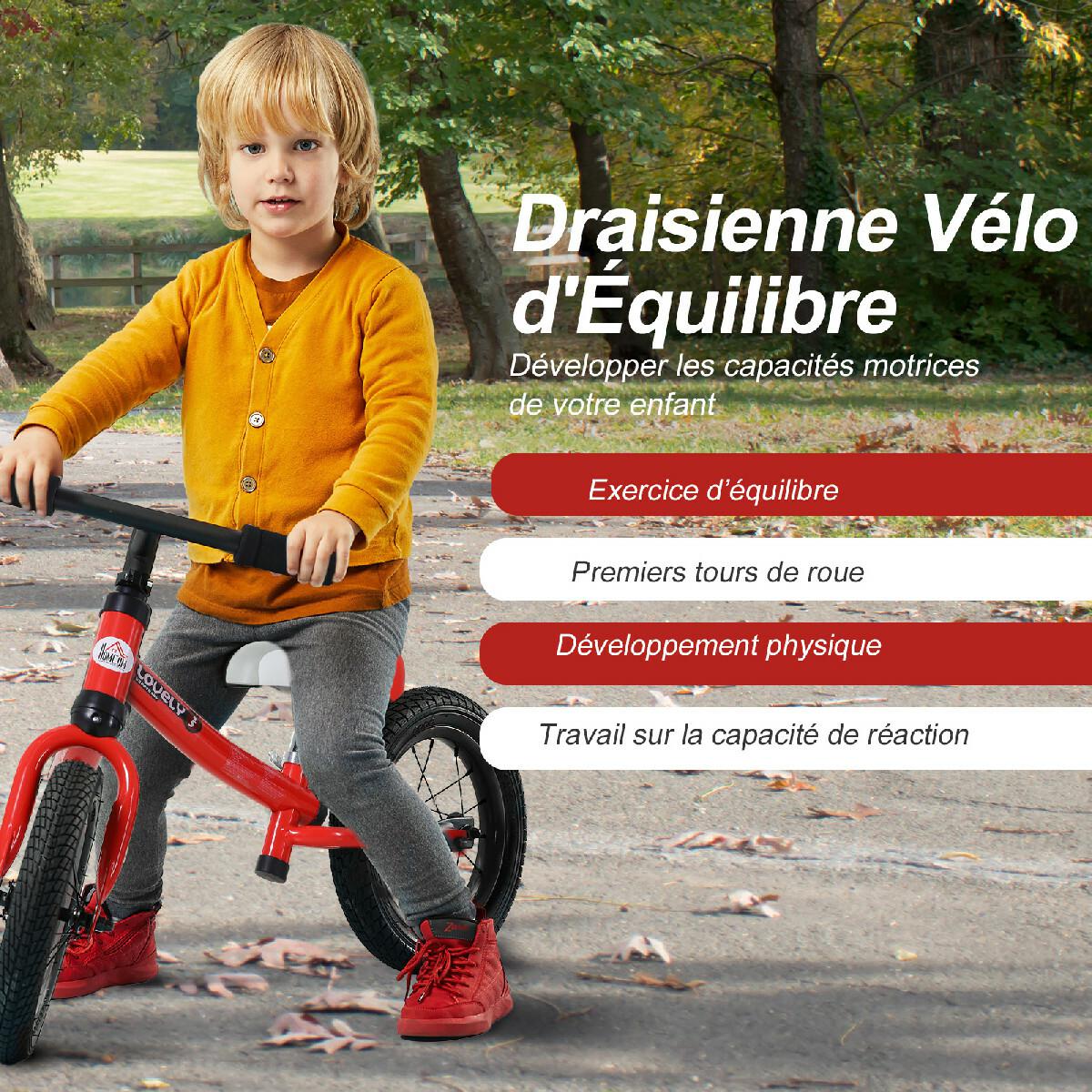 Draisienne enfant roues 12'' hauteur selle réglable acier rouge