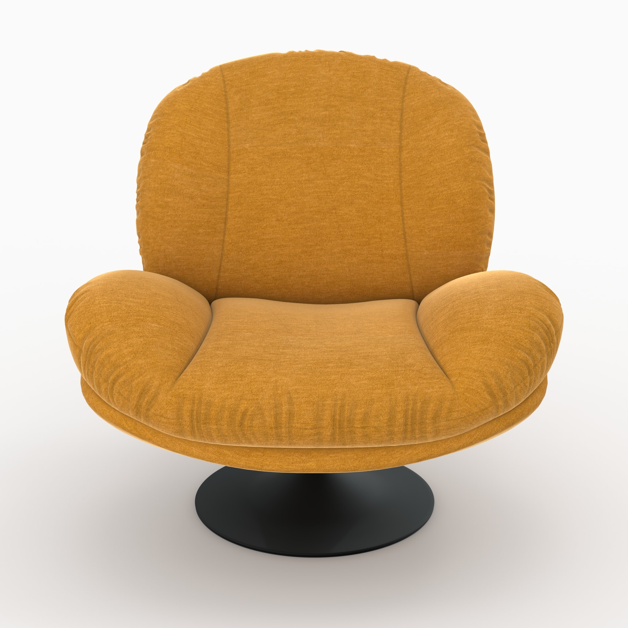 Fauteuil pivotant en tissu effet velours jaune moutarde - Ricci