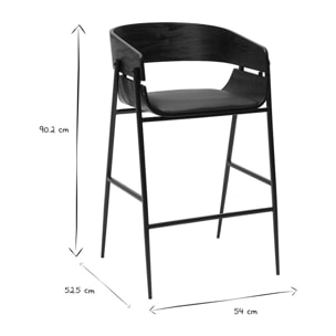 Tabourets de bar design noirs (lot de 2) WESS