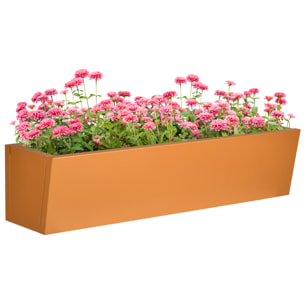 Jardinera Colgante de Acero Maceta Rectangular Colgante con 2 Ganchos Ajustables y 2 Orificios de Drenaje para Balcón Jardín Patio 91x35x24 cm Marrón