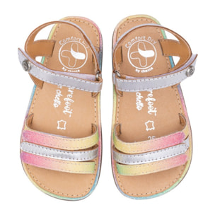 SANDALIA BAREFOOT PIEL CHETTO TIRAS METALIZADAS PLATA