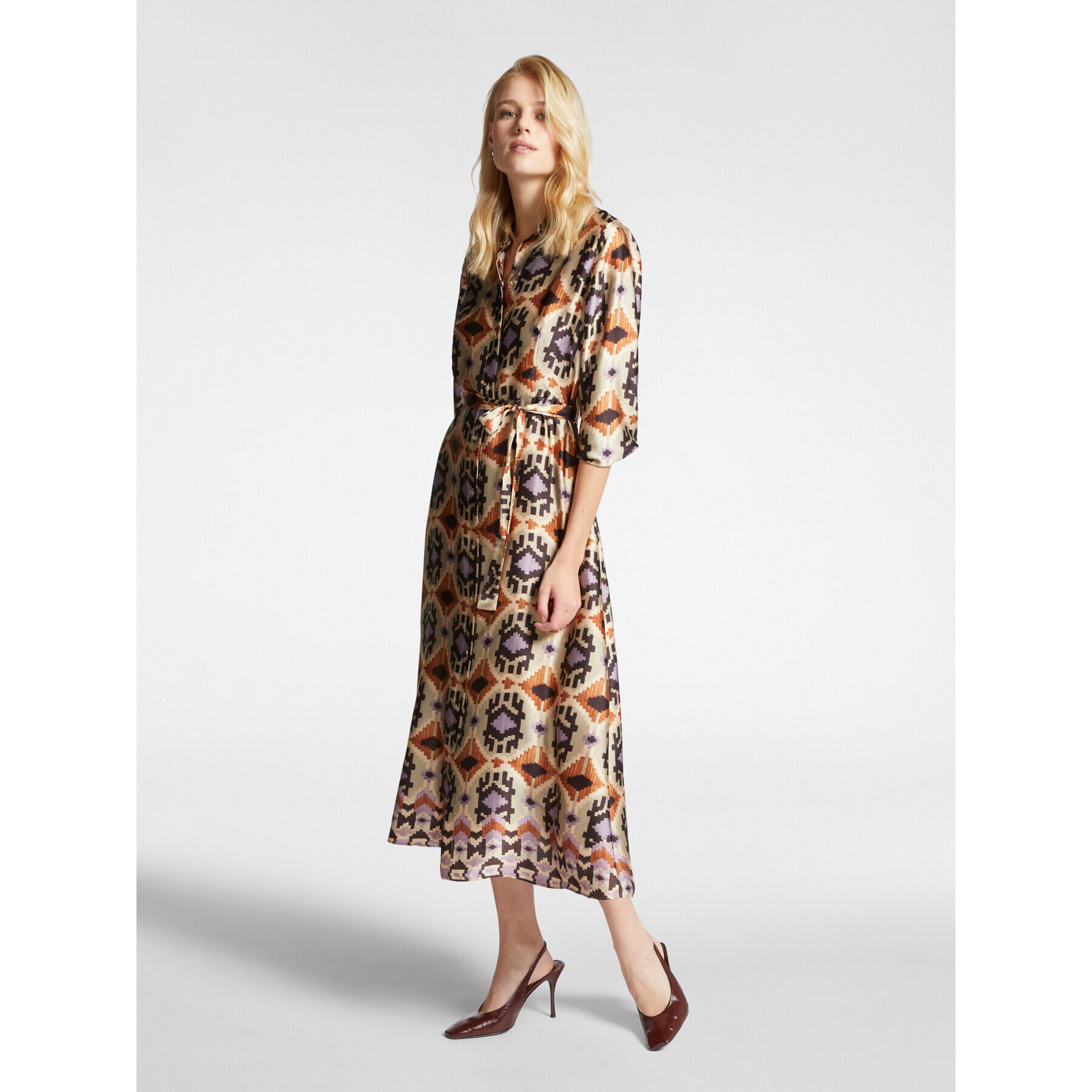 Elena Mirò - Vestido con estampado étnico - Beige