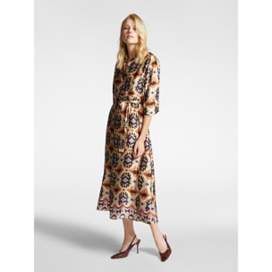 Elena Mirò - Vestido con estampado étnico - Beige