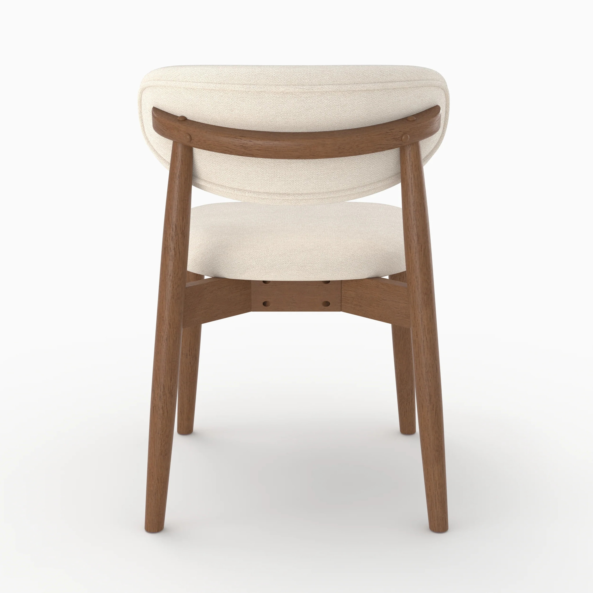 Lot de 2 chaises en tissu beige et bois d'hévéa foncé - Yuna