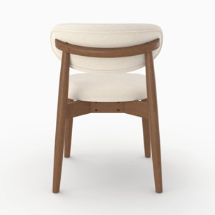 Lot de 2 chaises en tissu beige et bois d'hévéa foncé - Yuna