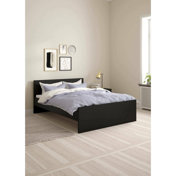 Letto piazza e mezza Gustava, Sommier per camera da letto, Giroletto per stanza, Struttura porta materasso, 197x146 h80 cm, Nero