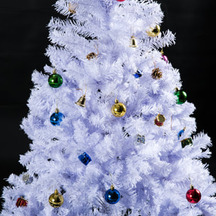 Árbol de Navidad 150cm Artificial Pino con Adornos Decorativos 48 Pcs y Soporte Metálico Color Blanco Árbol Realista para Decoración Navidad