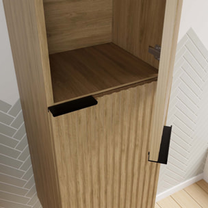 Colonne Façade Ondulee 35x30x120 cm - 2 Portes en MDF Decor Bois - MILO