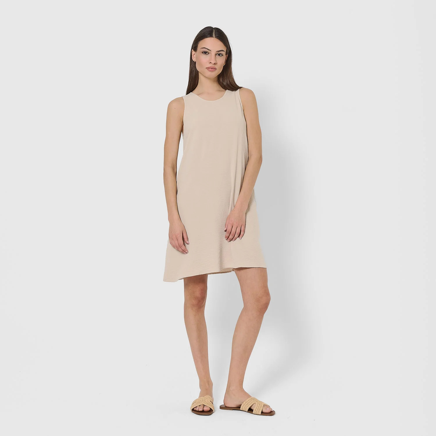Vestido corto tirantes bambula liso