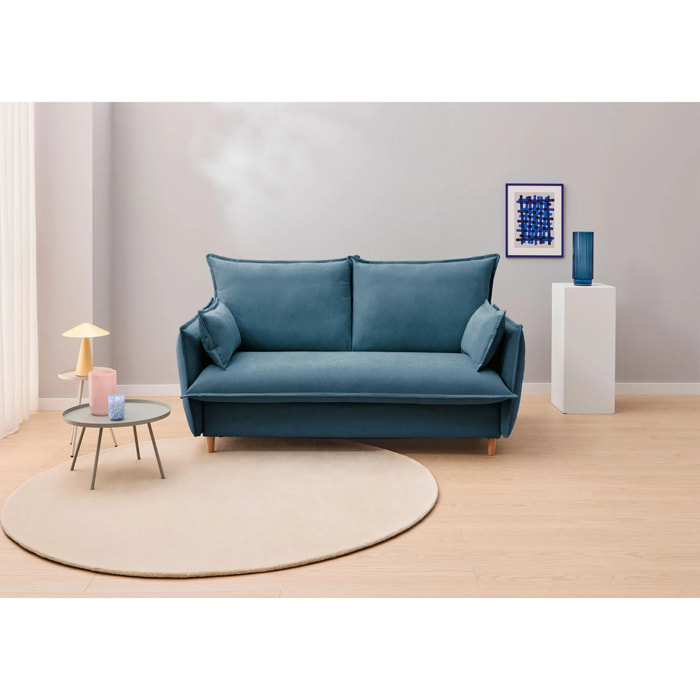 Sofá Cama Viscoelástico - Apertura Estilo Italiano - Colchón Matrimonio - Tejido Anti-Manchas - 2 Cojines Función Almohada incluídos - Múltiples colores - 5 Años de Garantía