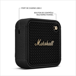 Enceinte portable MARSHALL Willen II Black & Brass - Bluetooth, étanche, autonomie 17h