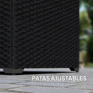 Baúl de Almacenaje Exterior de Ratán Sintético de 253L, Arcón Exterior con Varilla Hidráulica, Forro con Cremallera y Marco de Acero, Carga 50 kg, para Jardín, Terraza, 72x72x70 cm, Negro